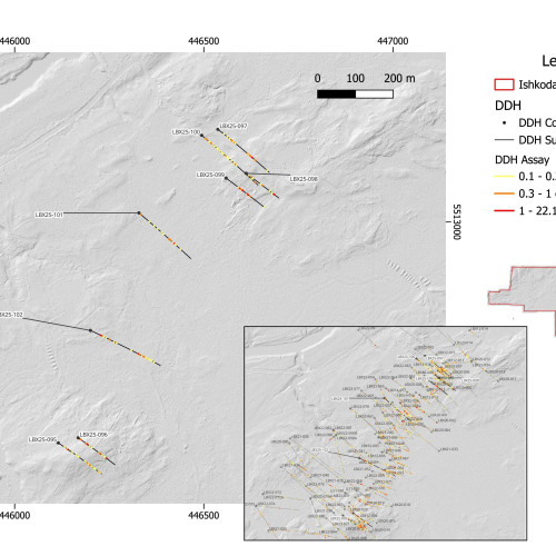 Drill Locations of A-Zone Fall Diamond Drilling