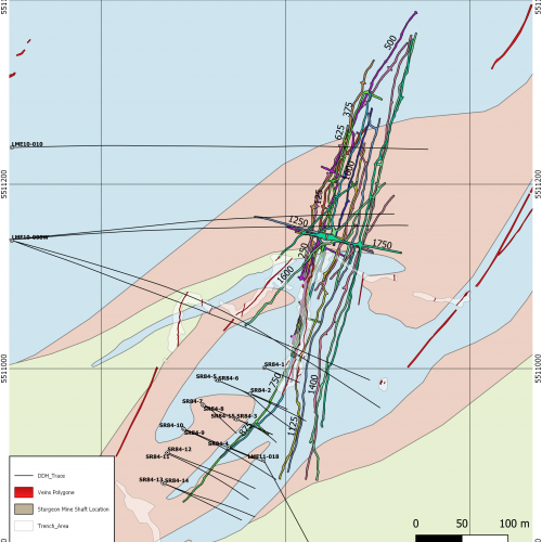 Sturgeon River Mine Shaft over Geology Map